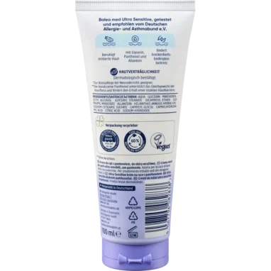 Balea Med Ultra Sensitive Hand Cream, 100ml Balea MED Ultra Sensitive Hand Cream ingredient list back view