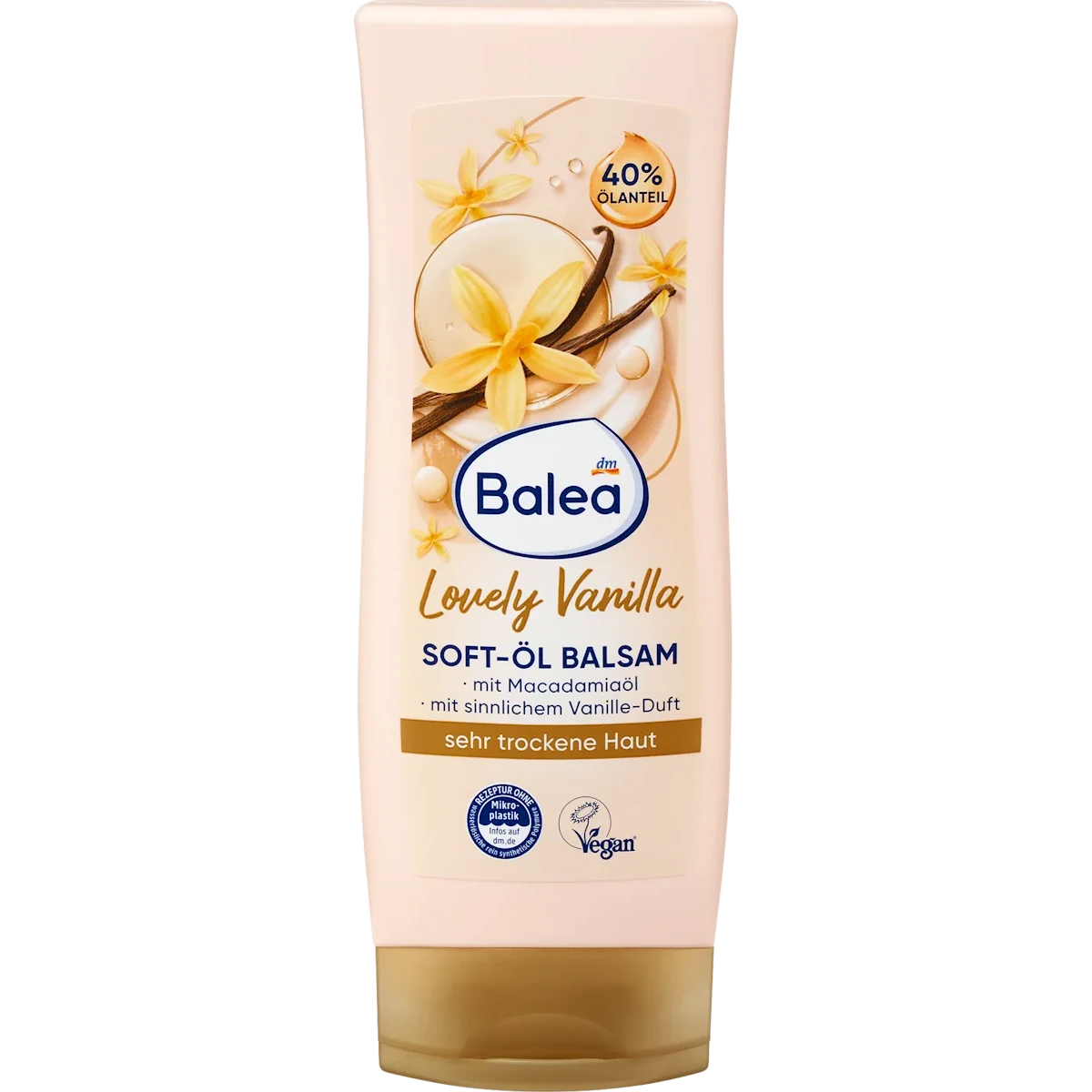 Balea Soft Oil Balm Lovely Vanilla, 200ml Front view of Balea Soft Oil Balm Lovely Vanilla 200 ml