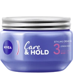 NIVEA Care & Hold Styling Cream Gel with panthenol and vitamin B3 for flexible strong hold, 150 ml