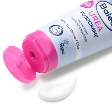 Rich white cream texture of Balea Urea Foot Care