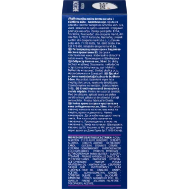 Back of Balea Rich Night Cream 50 ml showing ingredients and directions