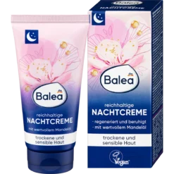 Front of Balea Rich Night Cream with Almond Oil 50 ml for dry and sensitive skin