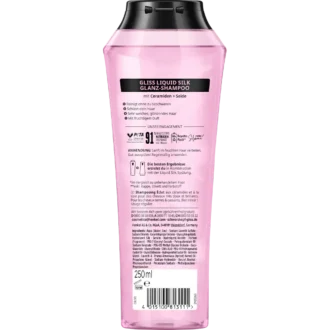 Back of Gliss Kur Liquid Silk Shampoo showing full INCI ingredients list