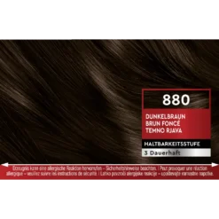 Schwarzkopf Brillance 880 Dark Brown Schwarzkopf Brillance 880 Dark Brown hair color shade swatch