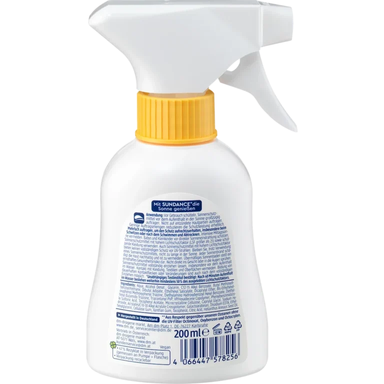 SUNDANCE Kids MED Ultra Sensitive Sun Spray SPF 30 back view