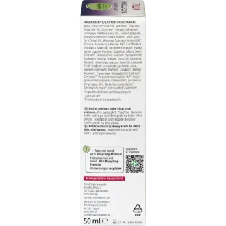 Alverde Vital Anti-Wrinkle Night Cream 50 ml back packaging with product information