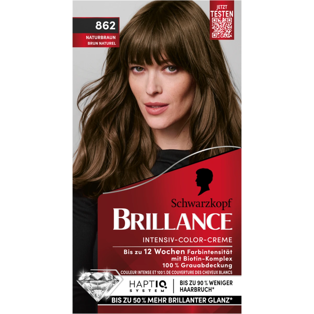Schwarzkopf Brillance 862 Natural Brown Schwarzkopf Brillance 862 Natural Brown permanent hair dye box