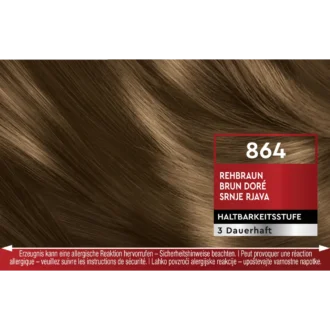 Schwarzkopf Brillance 864 Fawn Brown Schwarzkopf Brillance 864 Deer Brown hair color shade swatch