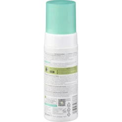 Back of alverde 3-in-1 Sensitive Cleansing Foam bottle showing ingredients and application directions