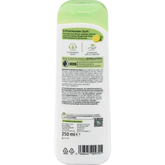 alverde Mint and Bergamot Shower Gel back packaging ingredients and details