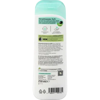 alverde Olive and Aloe Vera Shower Gel back packaging ingredients and details