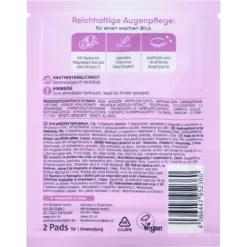 Balea Glitter Hydrogel Eye Pads with hyaluronic acid and vitamin E, 1 pair - Backside