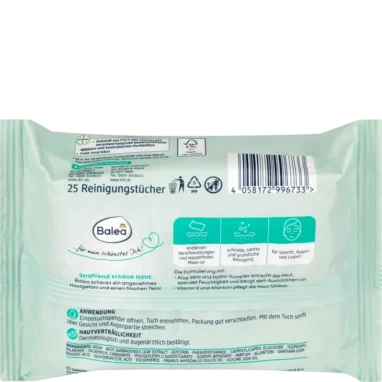 Balea Refreshing Cleansing Wipes, 25pc - Backside