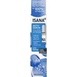 ISANA Hyaluron Intense Serum 30 ml with 6x hyaluronic acid for plumping hydration and smoother-looking skin