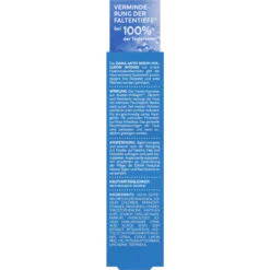 ISANA Hyaluron Intense 6x Hyaluronic Acid Serum, 30 ml Back of ISANA Hyaluron Intense Serum 30 ml showing ingredients and product information