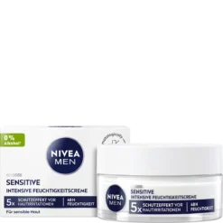NIVEA MEN Sensitive Intensive Moisturizing Cream front packaging for dry sensitive skin