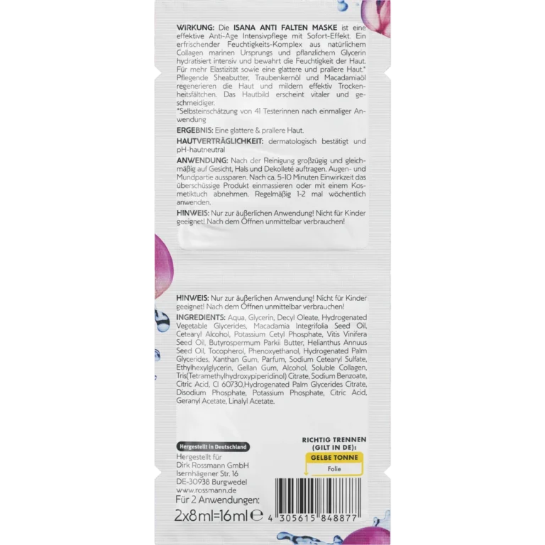 ISANA Anti-Wrinkle Collagen Face Mask, 2 x 8 ml - Image 2