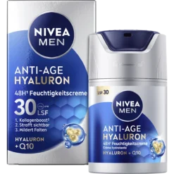 NIVEA MEN Anti-Age Hyaluron Moisturizing Cream with Q10 and SPF 30, 50 ml