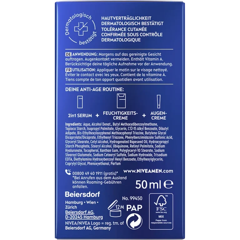 NIVEA MEN Anti-Age Hyaluron Moisturizing Cream with Q10 and SPF 30, 50 ml - Bacj