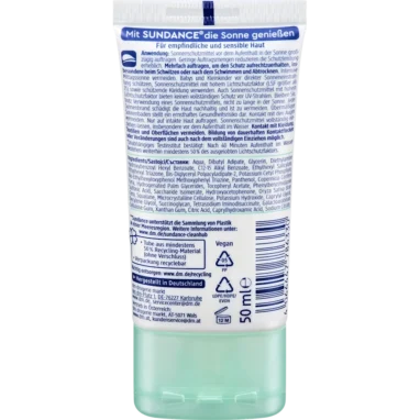 Sundance Sensitiv Sun Fluid SPF 50+, 50 ml - Backside