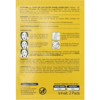 Isana Q10 Anti-Wrinkle Eye Pads, back side