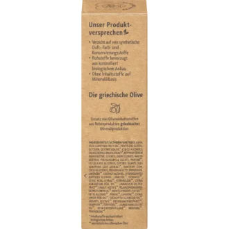 Alverde Naturschön Olive Face Serum 30 ml back packaging with ingredients and directions