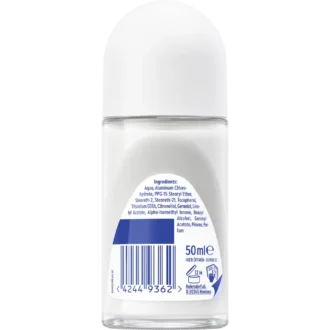 Back side of NIVEA Fresh Rose Touch roll-on showing ingredients and label