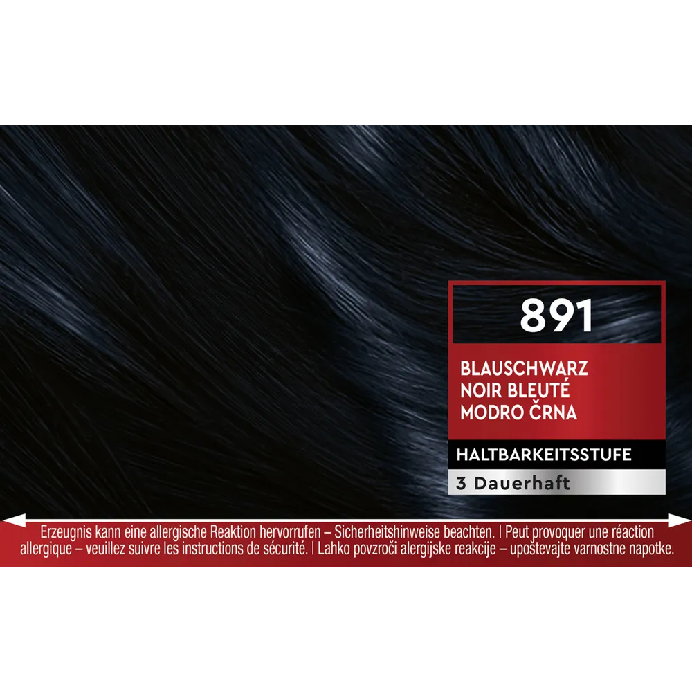 Schwarzkopf Brillance 891 Blue Black Schwarzkopf Brillance 891 Blue Black hair color shade swatch