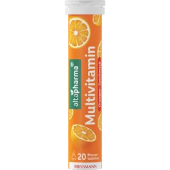 Altapharma Multivitamin effervescent tablets with orange flavour front packaging for daily vitamin support