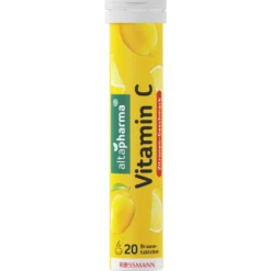 Altapharma Vitamin C effervescent tablets lemon flavour front packaging for immune & oxidative stress support