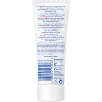 Back of Nivea Dry Comfort Deo Creme with full INCI list and usage instructions.