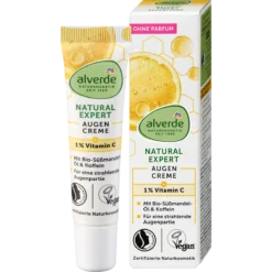 alverde Natural Expert Vitamin C Eye Cream 15 ml front packaging, vegan NATRUE-certified eye care