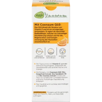 alverde Q10 Face Cream 30+ back packaging