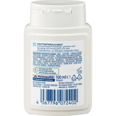 Balea MEN After Shave Balsam Ultra Sensitive back label with ingredients and usage directions