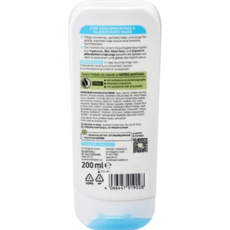 Back of alverde Moisture Conditioner 200 ml with ingredients and directions