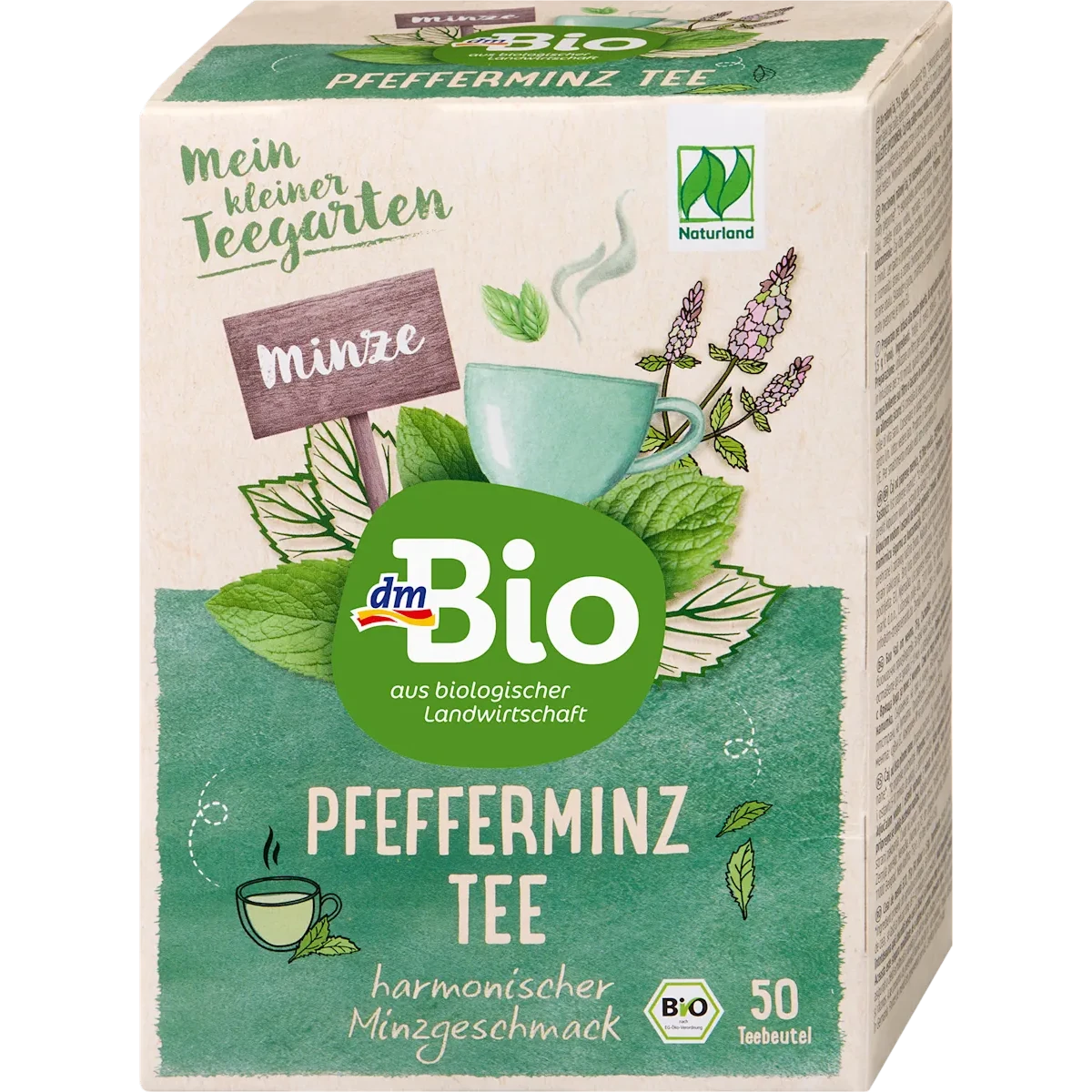 dmBio Organic Peppermint Tea, 50 Tea Bags, 75 g dmBio Organic Peppermint Tea, 50 tea bags, 75 g – front view of the box