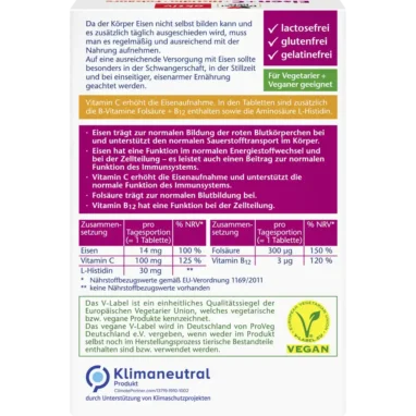 Doppelherz Iron + Vit C, 30 Mini-Tablets Doppelherz Iron + Vit C, 30 Mini-Tablets - Backside