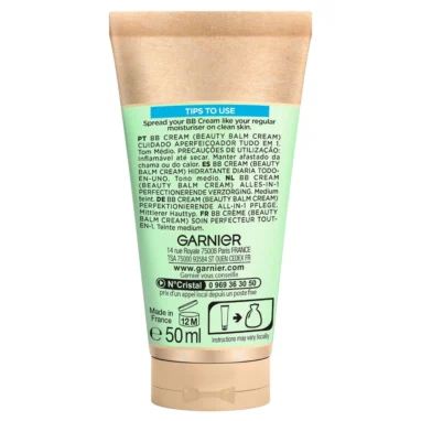 Garnier SkinActive BB Cream Combination & Oily Skin Medium, 50ml - Backside