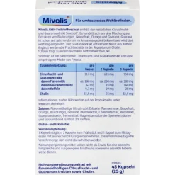 Mivolis Active Fat Metabolism Capsules DM, 45 Capsules Mivolis Vegetable Fat Burner DM, 45 Capsules , Backside