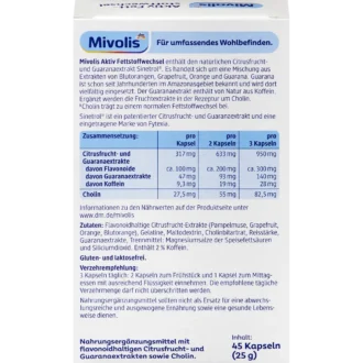 Mivolis Vegetable Fat Burner DM, 45 Capsules , Backside