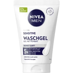 NIVEA MEN Sensitive Face Wash Gel front packaging for sensitive skin cleansing