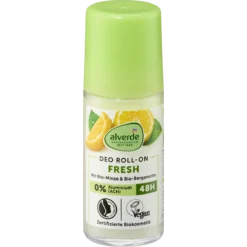 Alverde Fresh Mint and Bergamot Deodorant Roll-On 50 ml with 48-hour odor protection