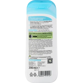 Back of alverde Moisture Shampoo 200 ml with ingredients and product information