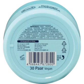 Balea Hydrogel Eye Pads Aloe Vera, 30pc - Backside