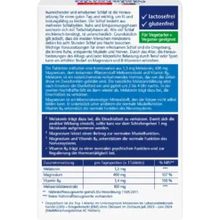 Doppelherz Melatonin + Magnesium 400, 30 Tablets Doppelherz Melatonin + Magnesium 400 back label with nutrition facts
