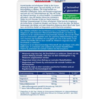 Doppelherz Melatonin + Magnesium 400 back label with nutrition facts