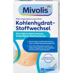 Mivolis Carbohydrate Metabolism, 20 Tablets - Front