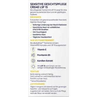 Men Sensitive Face Cream SPF 15 ingredients usage directions label