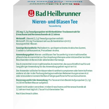 Bad Heilbrunner Kidney And Bladder Tea, Ready To Drink - Backside
