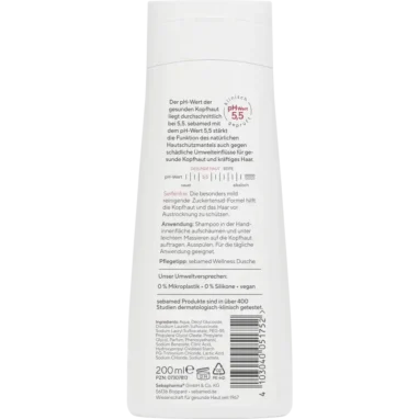 Sebamed Everyday Shampoo ingredients and usage instructions label